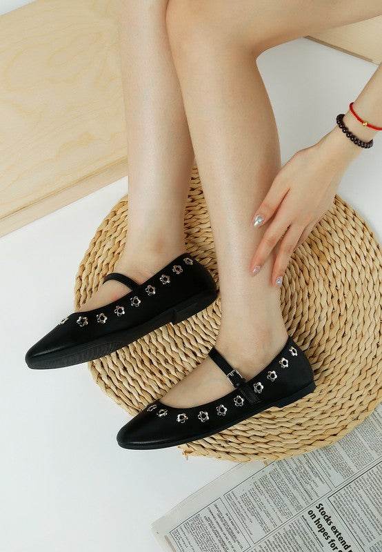 Tanzer Floral Eyelet Strapped Ballerinas - Shop Style & More | Fresh Looks, Everyday Deals & Free Shipping