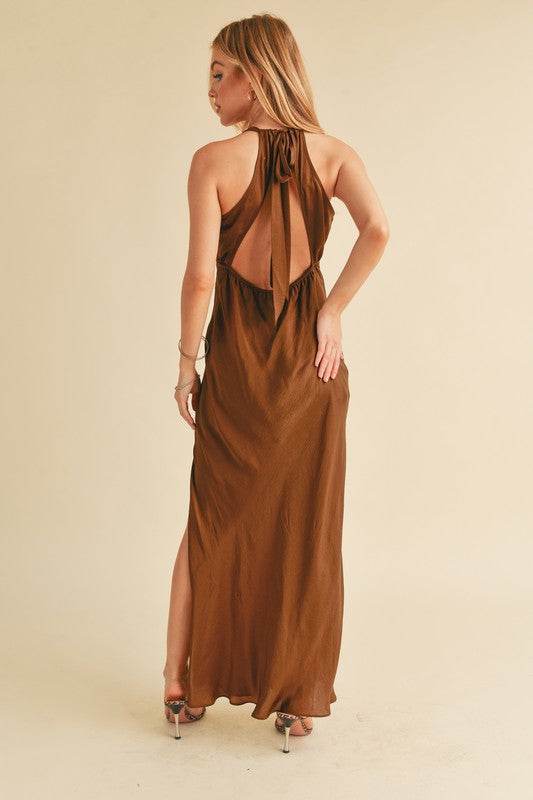 Aemi + Co Ruched Side Slit Cutout Back Maxi Cami Dress - Shop Style & More | Fresh Looks, Everyday Deals & Free Shipping