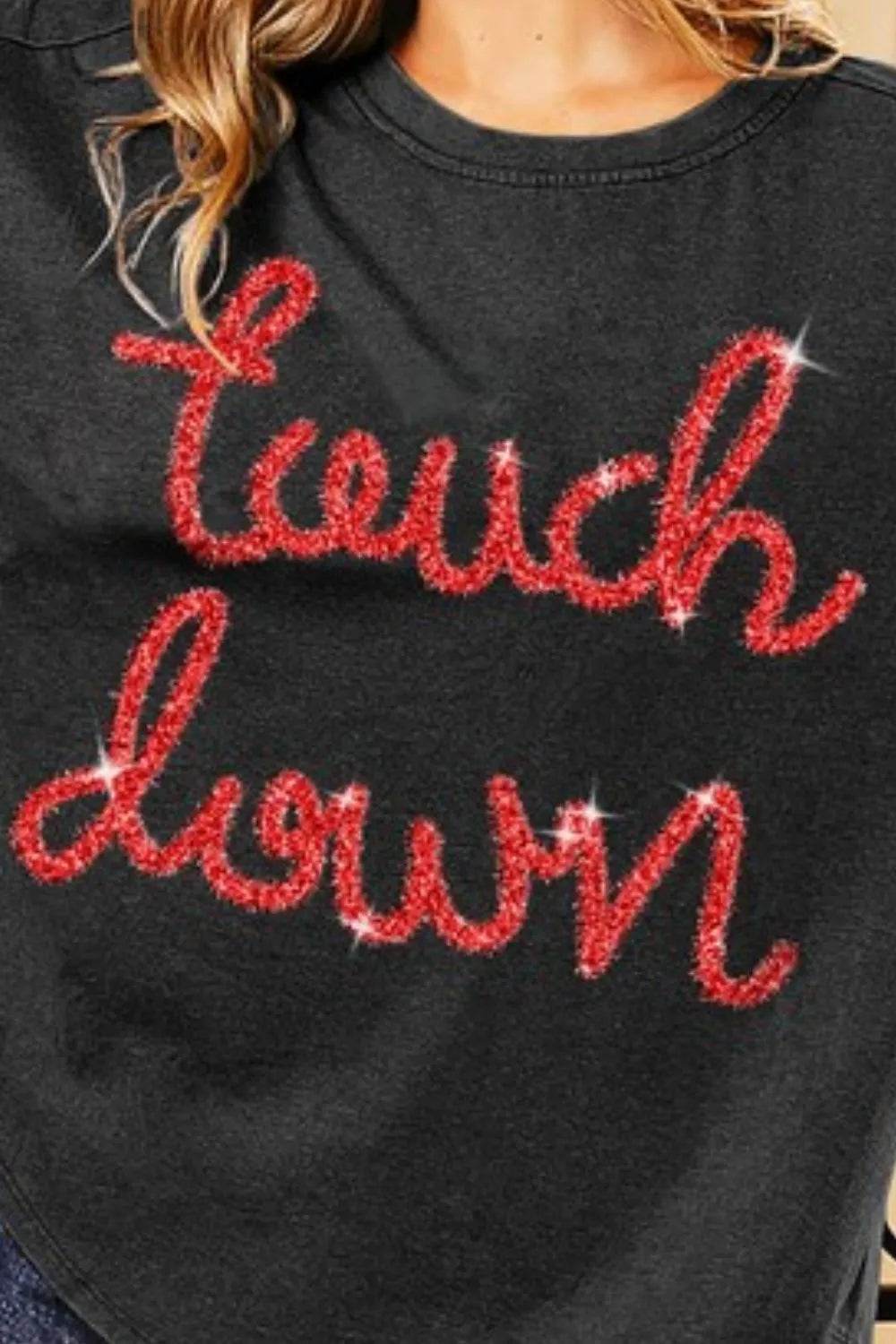 BiBi Touchdown Metallic Letter Vintage Washed Top - Shop Style & More | Fresh Looks, Everyday Deals & Free Shipping