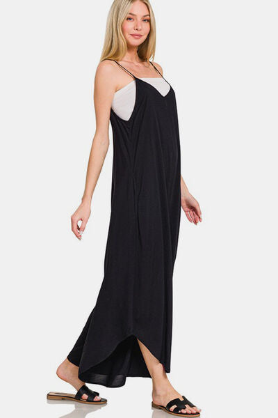 Zenana Spaghetti Strap Overalls with Pockets - Wide Leg Design Jumpsuits