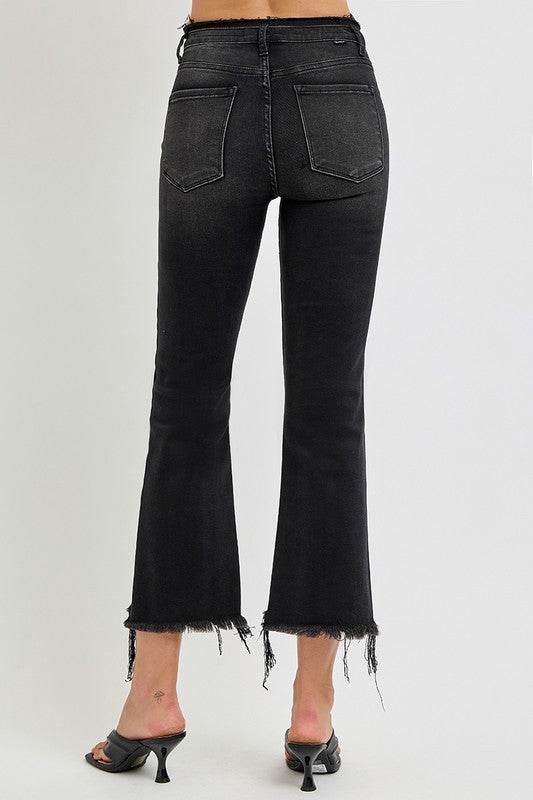 RISEN Full Size Raw Hem Cropped Flare Jeans Plus Size - Shop Style & More | Fresh Looks, Everyday Deals & Free Shipping
