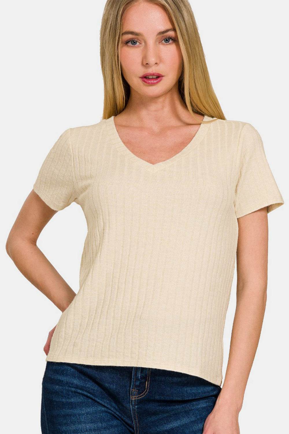 Zenana Ribbed Short Sleeve T-Shirt - Shop Style & More | Fresh Looks, Everyday Deals & Free Shipping