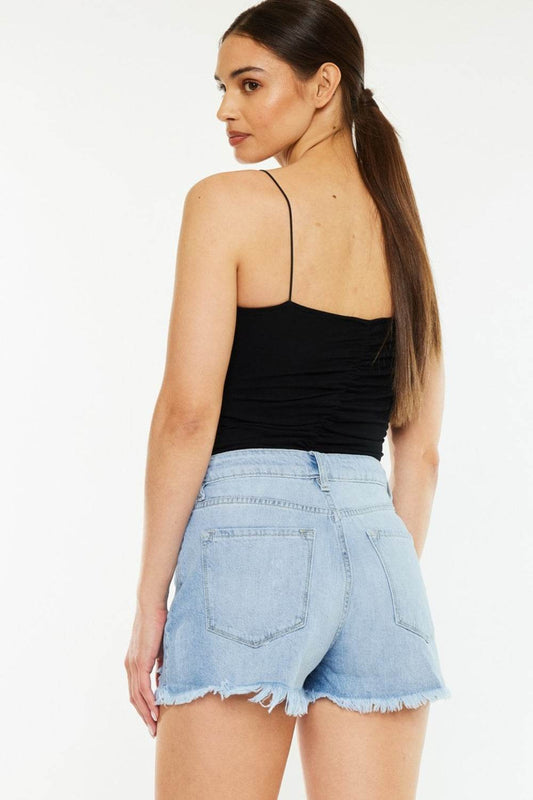 Kancan Raw Hem Distressed High Waist Denim Shorts - Shop Style & More | Fresh Looks, Everyday Deals & Free Shipping