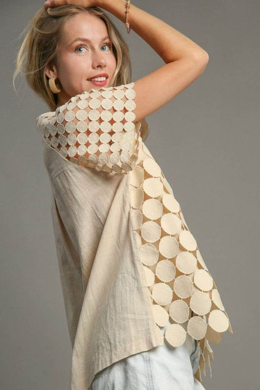 Umgee Full Size Mixed Polka Dot Lace Raglan Sleeve Boxy Cut Top Plus Size - Shop Style & More | Fresh Looks, Everyday Deals & Free Shipping