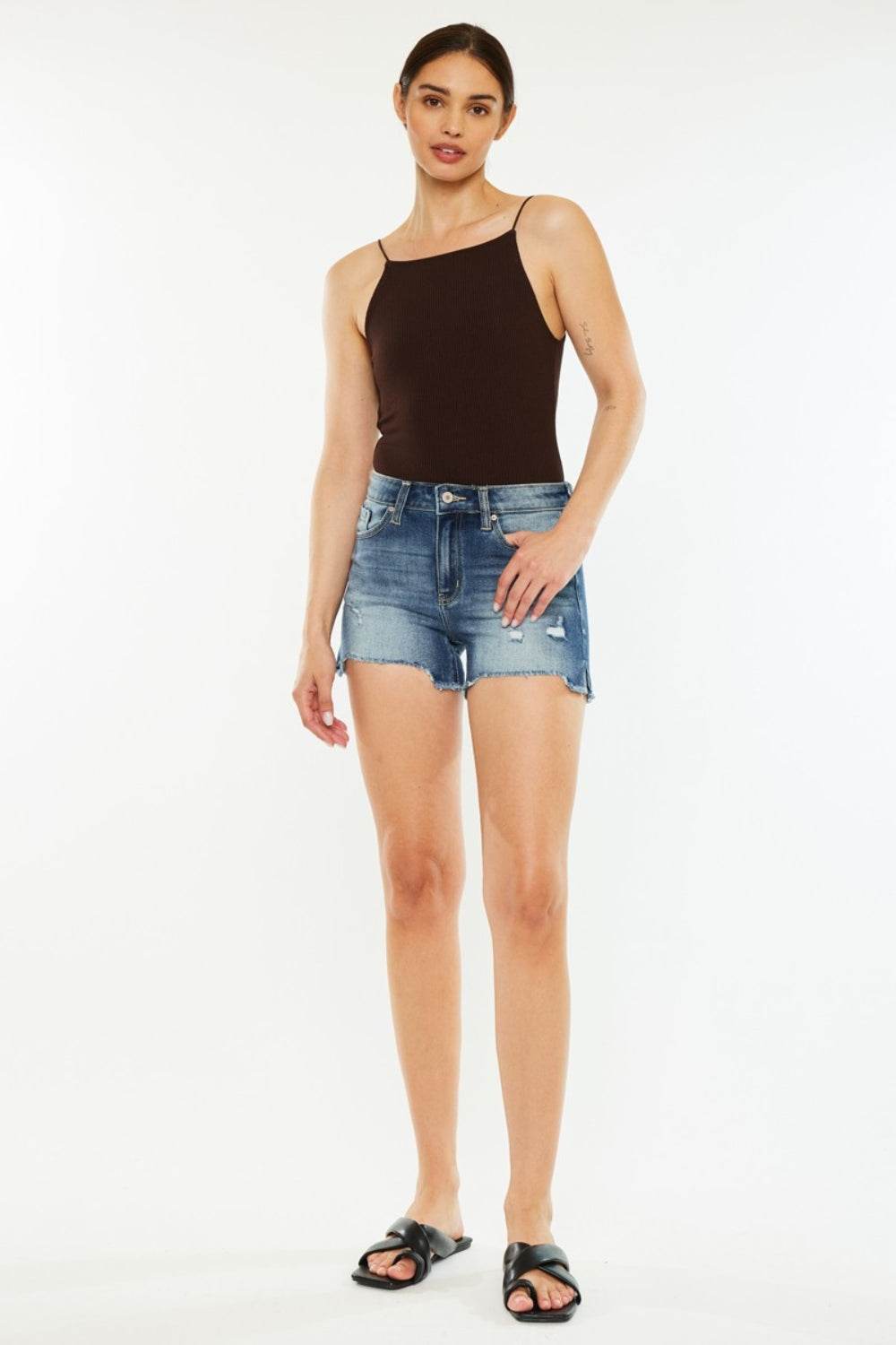 Kancan High Waist Raw Hem Denim Shorts - Shop Style & More | Fresh Looks, Everyday Deals & Free Shipping