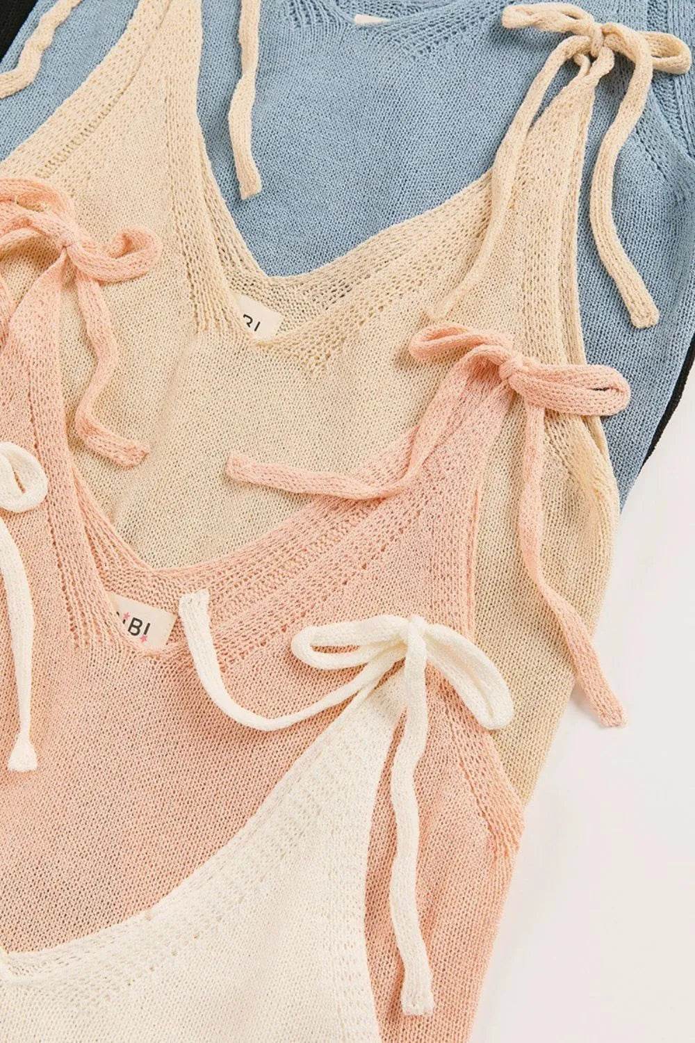 BiBi Tied Shoulder Solid Knit Top - Shop Style & More | Fresh Looks, Everyday Deals & Free Shipping