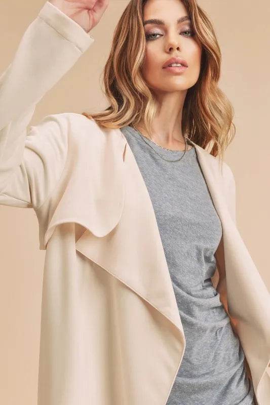 Aemi + Co Open Front Long Sleeve Longline Coat - Shop Style & More | Fresh Looks, Everyday Deals & Free Shipping
