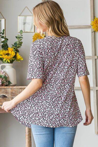 Heimish Full Size Short Sleeve Crisscross Animal Babydoll Top Plus Size - Shop Style & More | Fresh Looks, Everyday Deals & Free Shipping