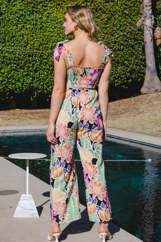 ODDI Full Size Floral Sleeveless Wide Leg Jumpsuit - Shop Style & More | Fresh Looks, Everyday Deals & Free Shipping
