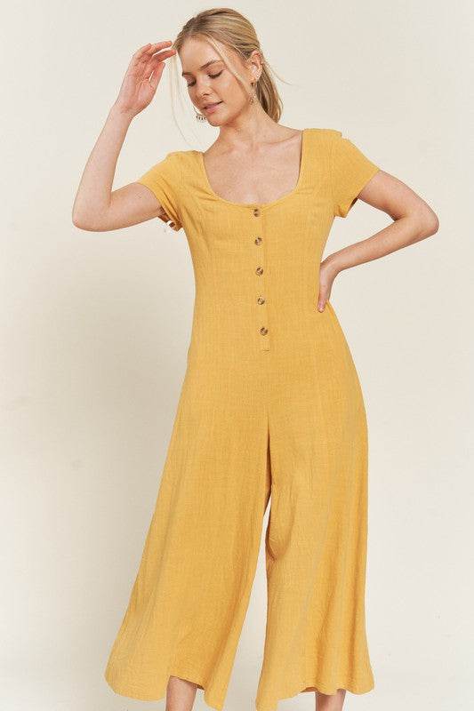 LINEN BUTTON DOWN JUMPSUIT - Shop Style & More | Fresh Looks, Everyday Deals & Free Shipping