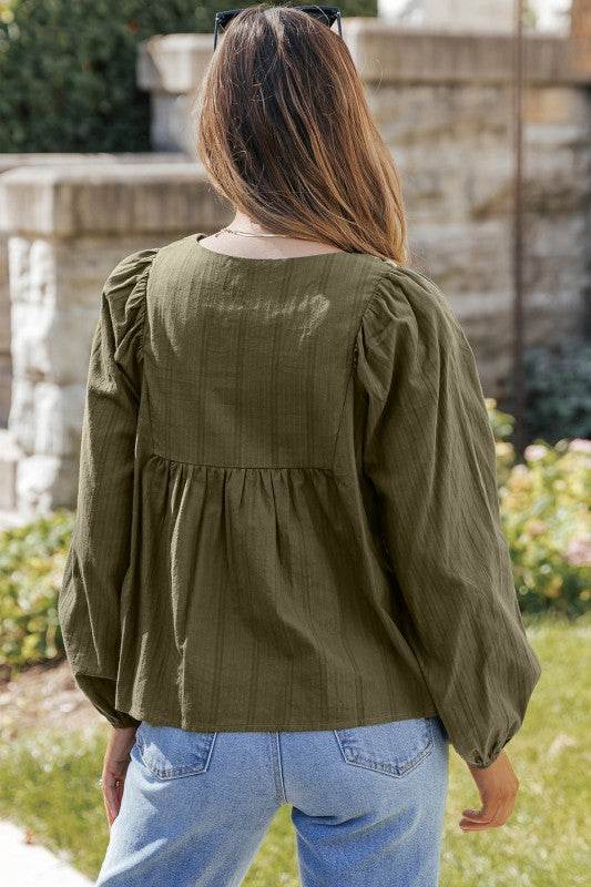 Eloise Embroidered Split Neck Top - Shop Style & More | Fresh Looks, Everyday Deals & Free Shipping
