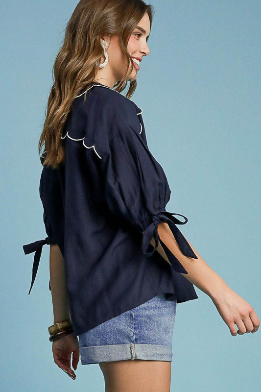 Umgee Full Size Embroidered Detail Button Down Shirt Plus Size - Shop Style & More | Fresh Looks, Everyday Deals & Free Shipping
