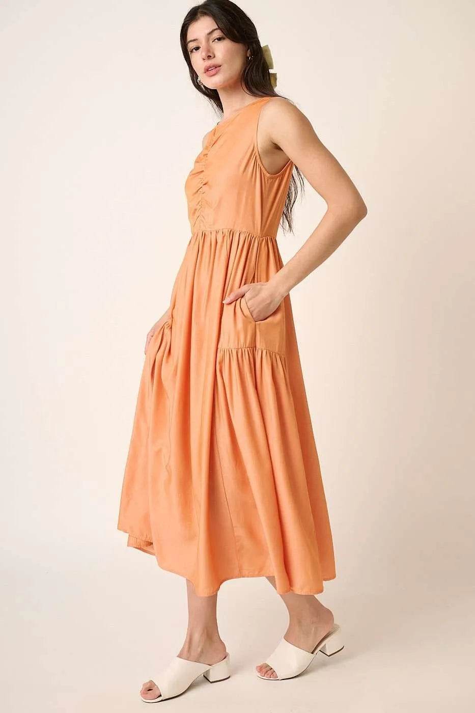 Mittoshop Ruched Detail Sleeveless Midi Dress - Shop Style & More | Fresh Looks, Everyday Deals & Free Shipping