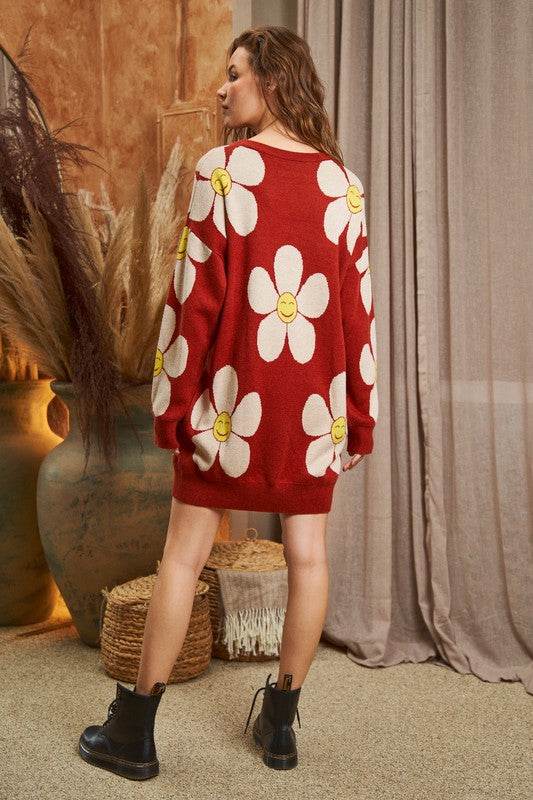 HAPPY FACE PRINT KNIT SWETAER - Shop Style & More | Fresh Looks, Everyday Deals & Free Shipping