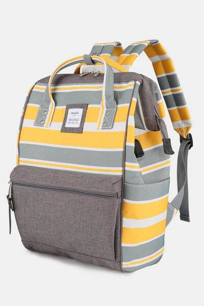 Himawari Striped Waterproof Nylon Backpack Bag with Side Pockets - Shop Style & More | Fresh Looks, Everyday Deals & Free Shipping