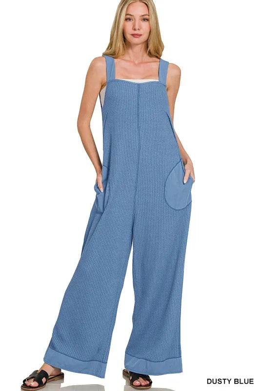 Zenana Knit Waffle Wide Leg Overalls - Shop Style & More | Fresh Looks, Everyday Deals & Free Shipping