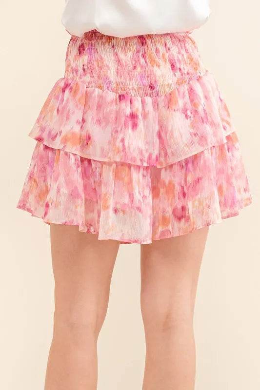 And The Why Printed Lurex Smocked Waist Tiered Skort - Shop Style & More | Fresh Looks, Everyday Deals & Free Shipping