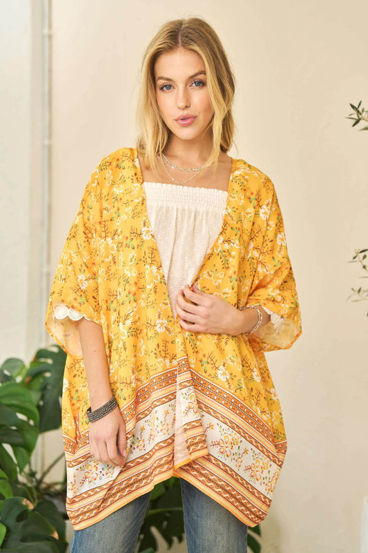 Davi & Dani Floral Printed Short Sleeve Loose Fit Kimono Cover Up - Shop Style & More | Fresh Looks, Everyday Deals & Free Shipping