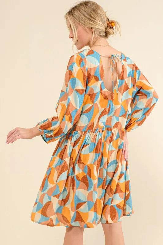 And The Why Printed Open Back Puff Sleeve Casual Dress - Shop Style & More | Fresh Looks, Everyday Deals & Free Shipping