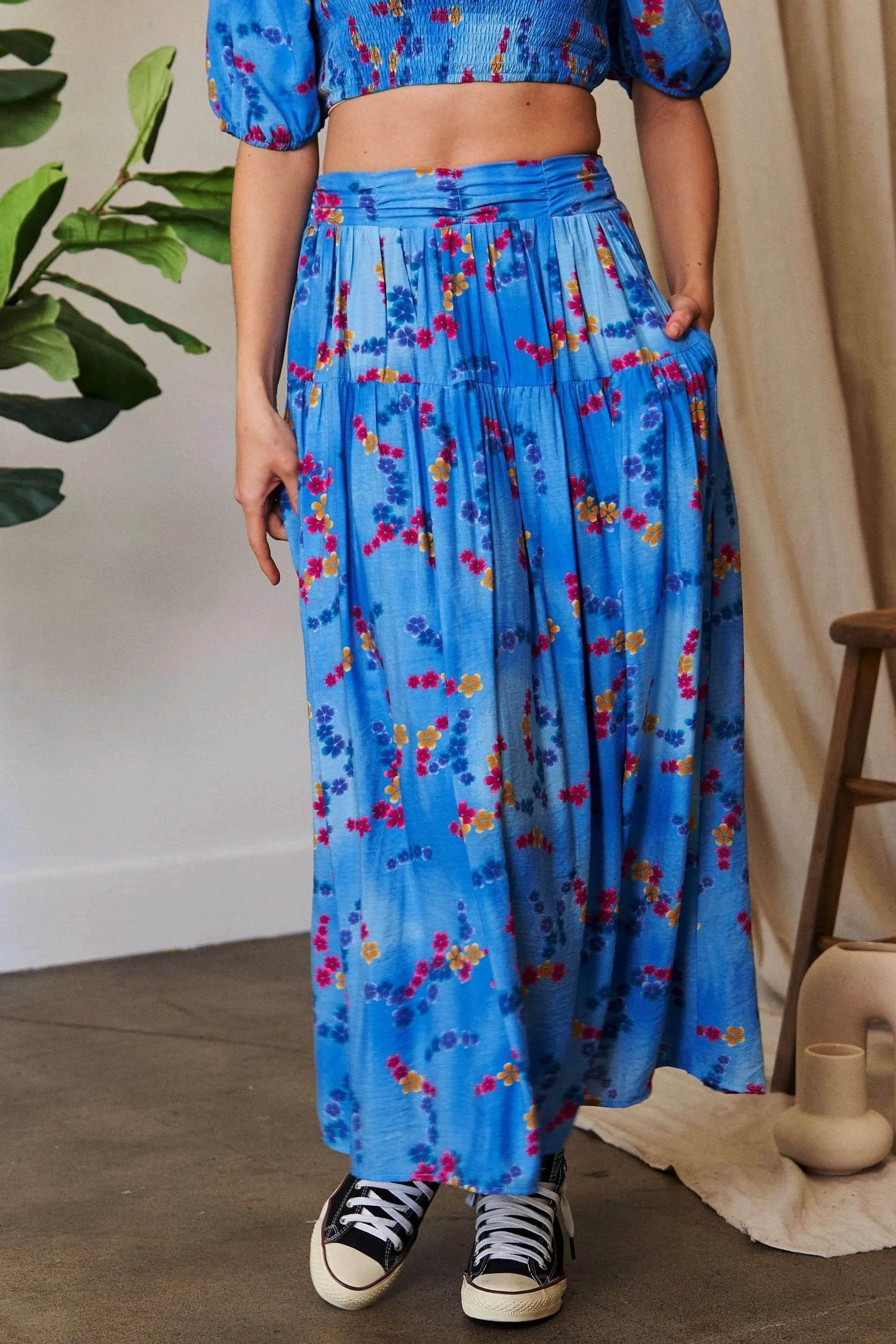 Davi & Dani Printed Smocking Waistband Ruffled Maxi Skirt - Shop Style & More | Fresh Looks, Everyday Deals & Free Shipping