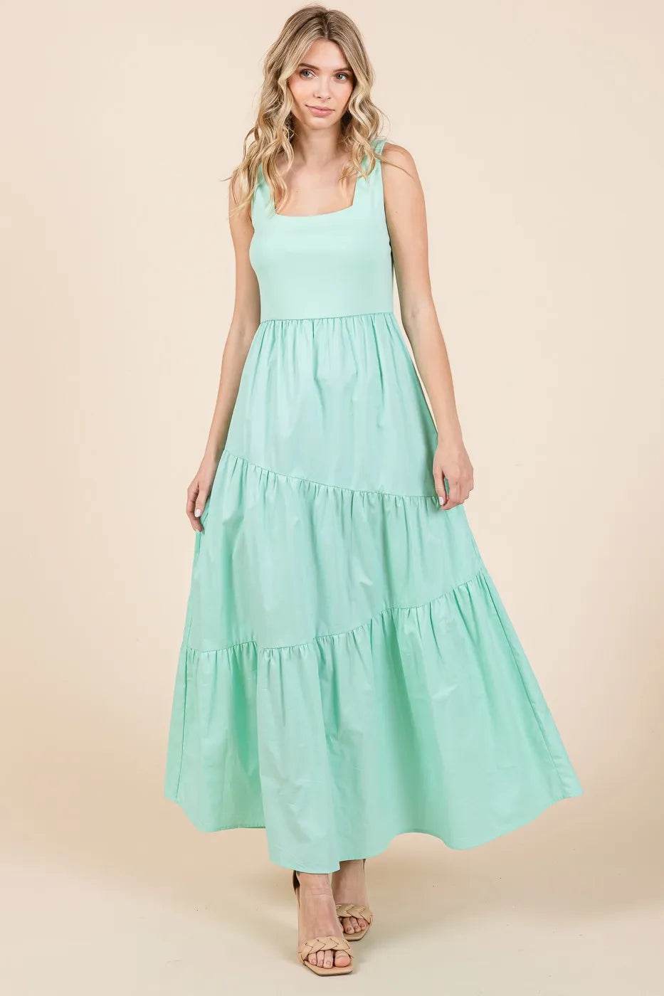 Mittoshop Mix Media Square Neck Maxi Dress - Shop Style & More | Fresh Looks, Everyday Deals & Free Shipping