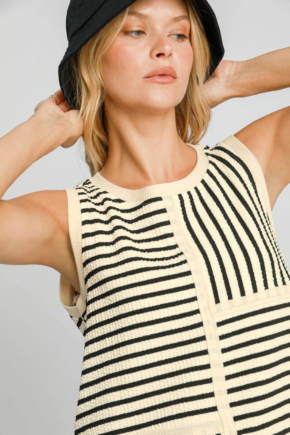 Umgee Round Neck Texture Striped Tank - Shop Style & More | Fresh Looks, Everyday Deals & Free Shipping