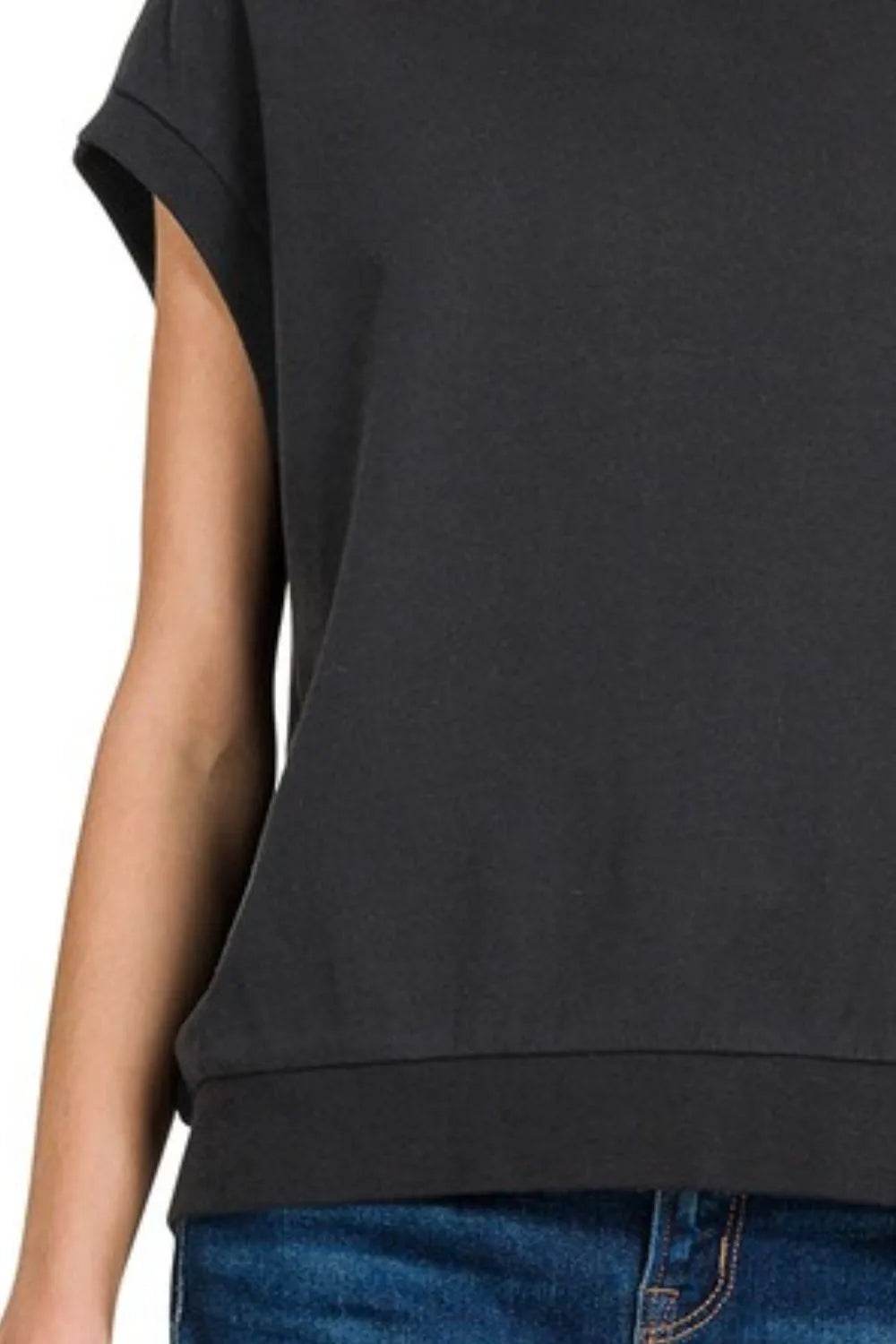 Zenana French Terry Round Neck Cap Sleeve T-Shirt - Shop Style & More | Fresh Looks, Everyday Deals & Free Shipping