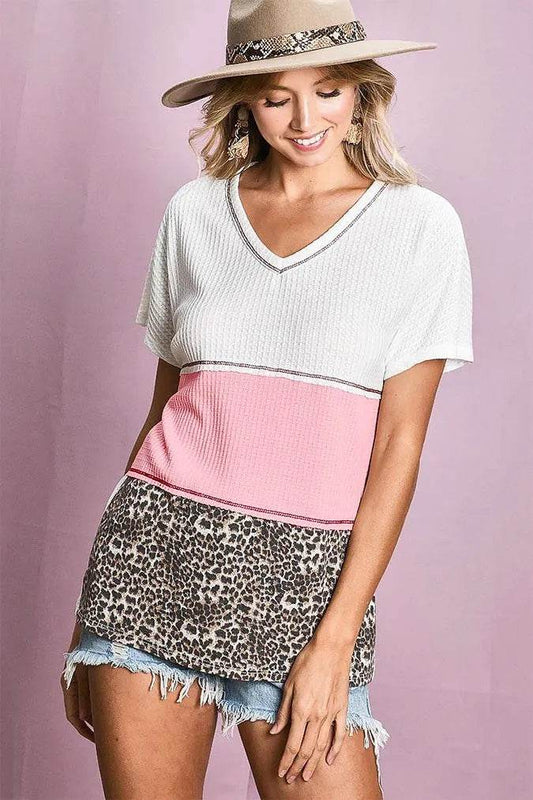 BiBi Colr Block Waffle Knit Top - Shop Style & More | Fresh Looks, Everyday Deals & Free Shipping