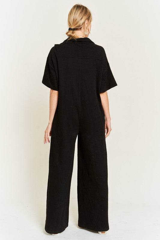 Basic Collar Shirt Wide leg Jumpsuit - Shop Style & More | Fresh Looks, Everyday Deals & Free Shipping