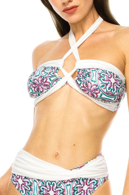 TWO PIECE FLORAL PRINTS CRISS CROSS HALTER BIKINI - Shop Style & More | Fresh Looks, Everyday Deals & Free Shipping