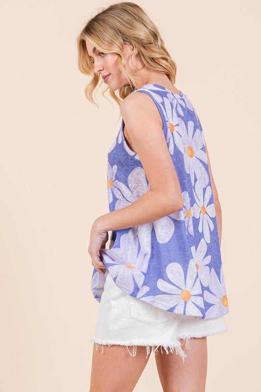 BOMBOM Floral Round Neck Tank - Shop Style & More | Fresh Looks, Everyday Deals & Free Shipping