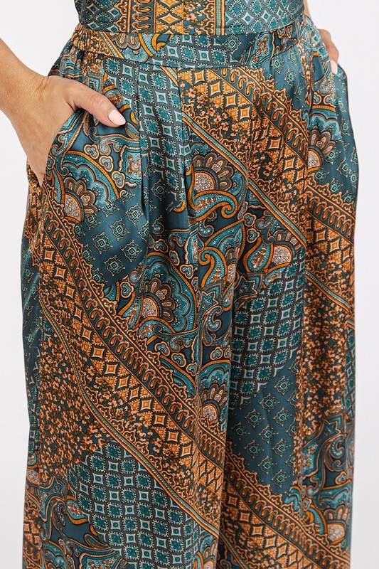 Mittoshop Paisley Patchwork Print Satin Wide Leg Pants - Shop Style & More | Fresh Looks, Everyday Deals & Free Shipping