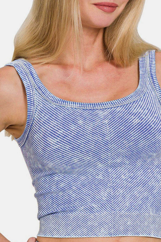 Zenana Washed Ribbed Scoop Neck Wide Strap Tank - Shop Style & More | Fresh Looks, Everyday Deals & Free Shipping
