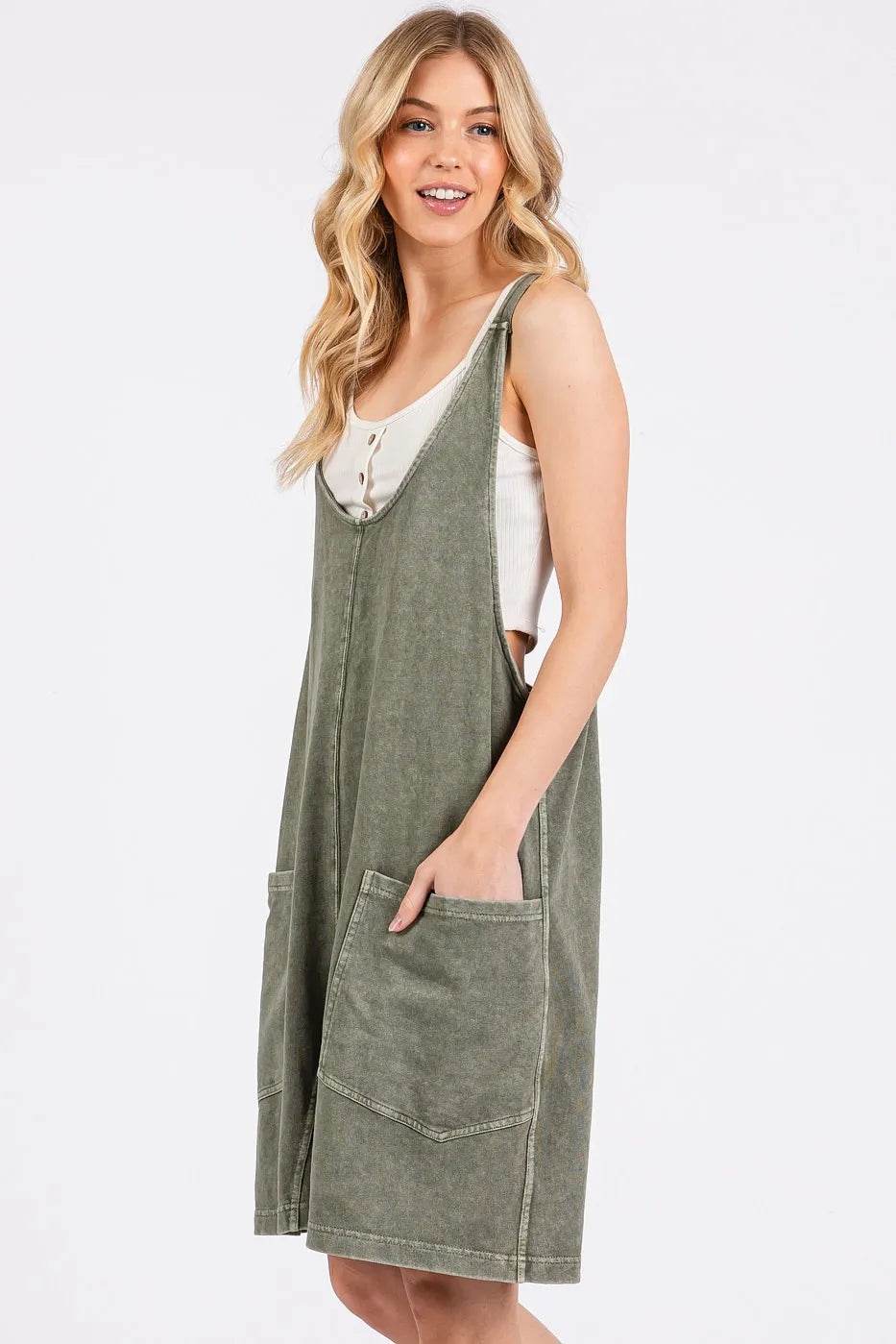 Mittoshop Low Scoop Neck Tank Washed French Terry Romper - Shop Style & More | Fresh Looks, Everyday Deals & Free Shipping