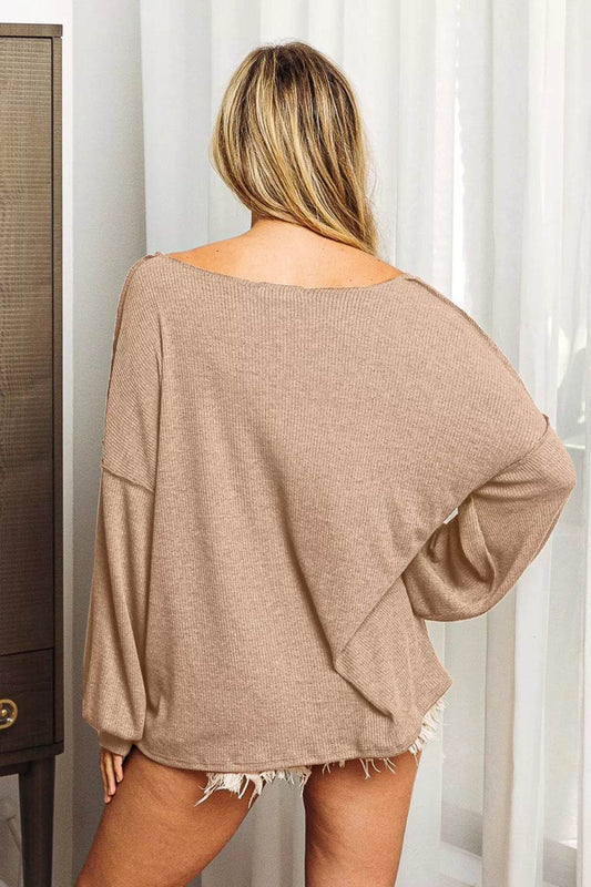 BiBi Exposed Seam Long Sleeve Top - Shop Style & More | Fresh Looks, Everyday Deals & Free Shipping