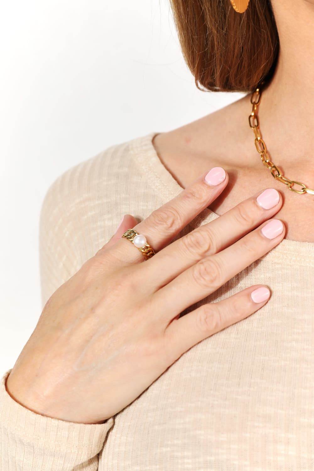 Adored Pearl Stainless Steel Open Ring - Shop Style & More | Fresh Looks, Everyday Deals & Free Shipping