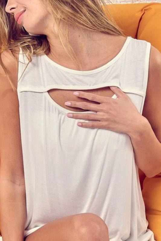 BiBi Rayon Span Knit With Cut Out Front Sleeveless Top - Shop Style & More | Fresh Looks, Everyday Deals & Free Shipping