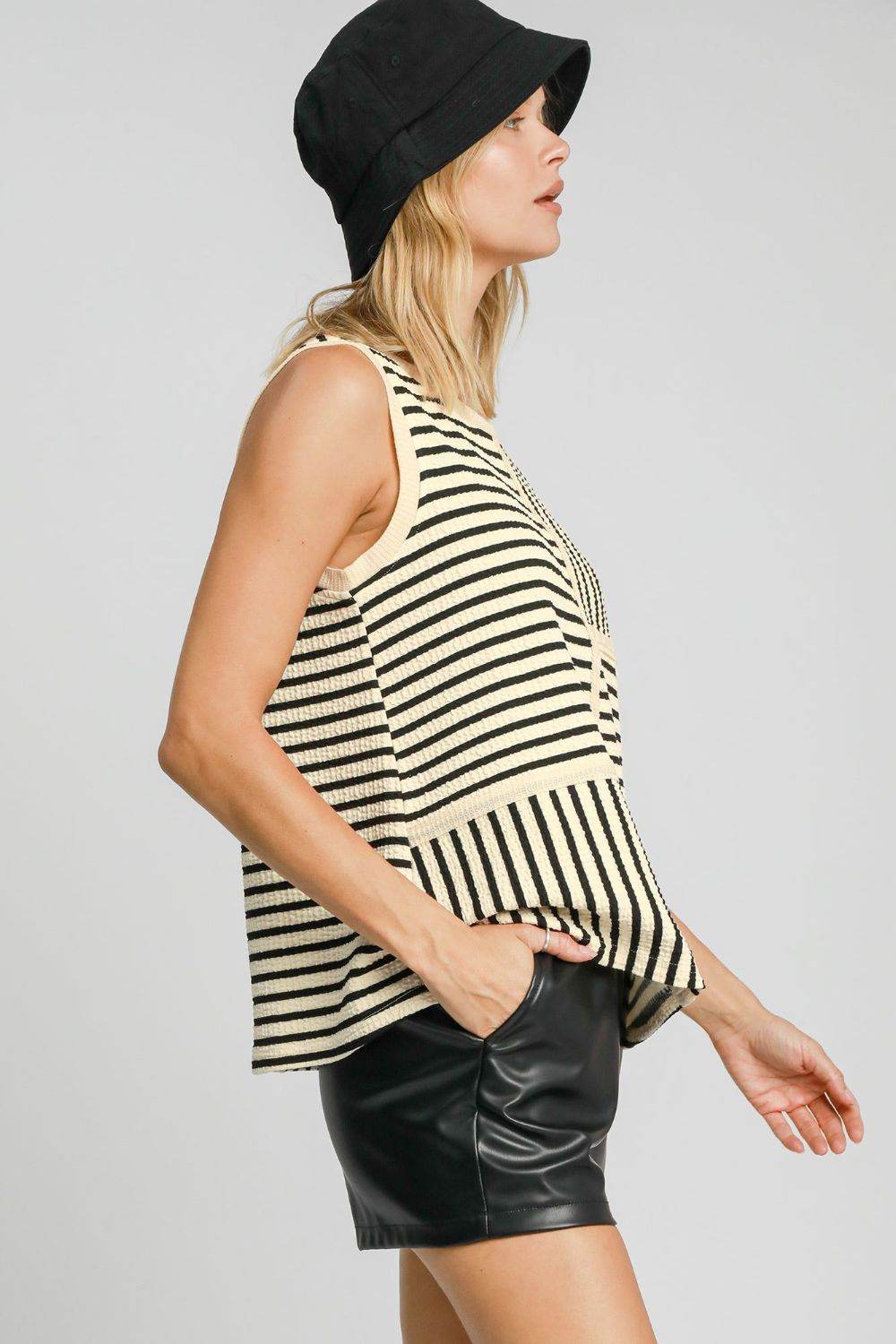 Umgee Round Neck Texture Striped Tank - Shop Style & More | Fresh Looks, Everyday Deals & Free Shipping