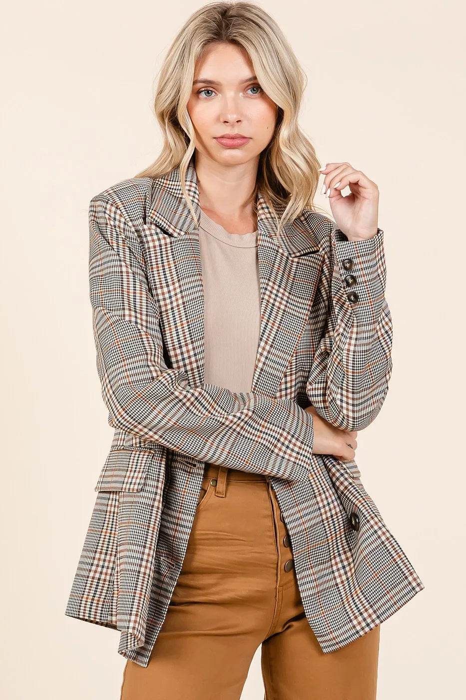 Mittoshop Plaid Double Breasted Relaxed Fit Blazer - Shop Style & More | Fresh Looks, Everyday Deals & Free Shipping