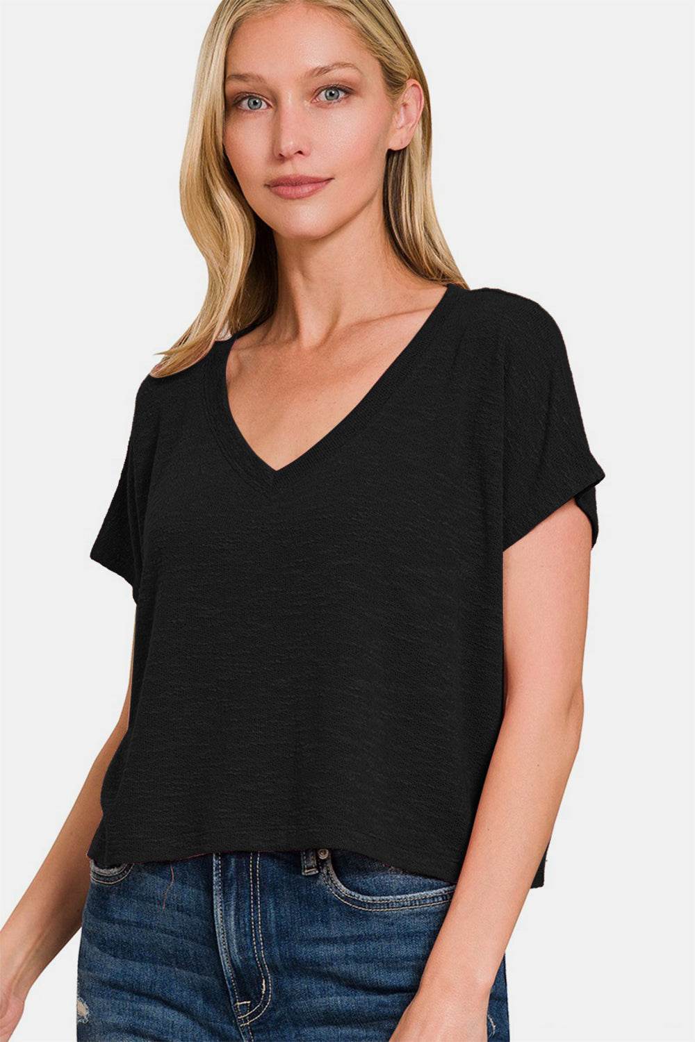 Zenana V-Neck Short Sleeve Crop T-Shirt - Shop Style & More | Fresh Looks, Everyday Deals & Free Shipping