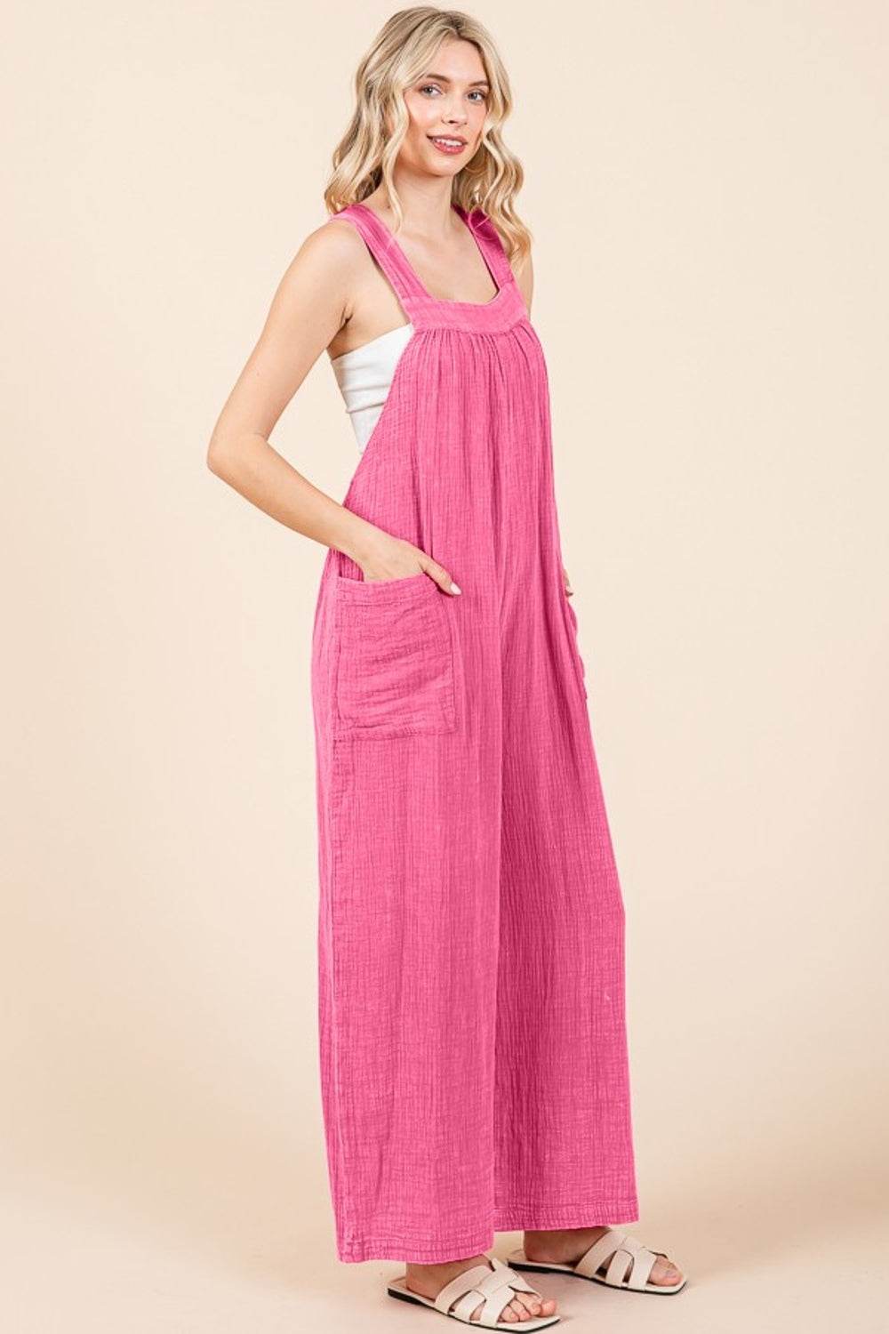 Culture Code Full Size Pocketed Sleeveless Wide Leg Overalls - Shop Style & More | Fresh Looks, Everyday Deals & Free Shipping