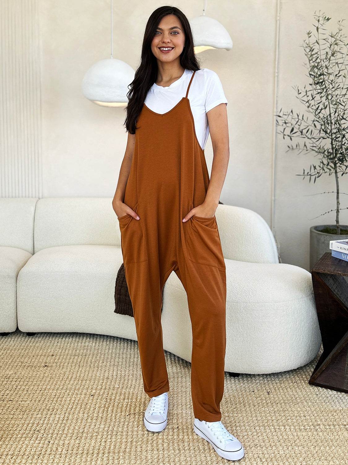 Double Take Full Size Sleeveless V-Neck Pocketed Jumpsuit - Shop Style & More | Fresh Looks, Everyday Deals & Free Shipping