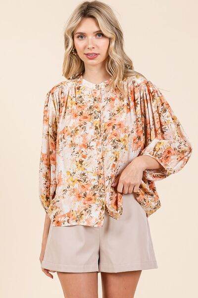 Mittoshop Flower Print Batwing Sleeve Button Down Blouse - Shop Style & More | Fresh Looks, Everyday Deals & Free Shipping