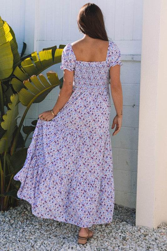 Bubble Sleeve Shirred High Waist Maxi Dress - Shop Style & More | Fresh Looks, Everyday Deals & Free Shipping