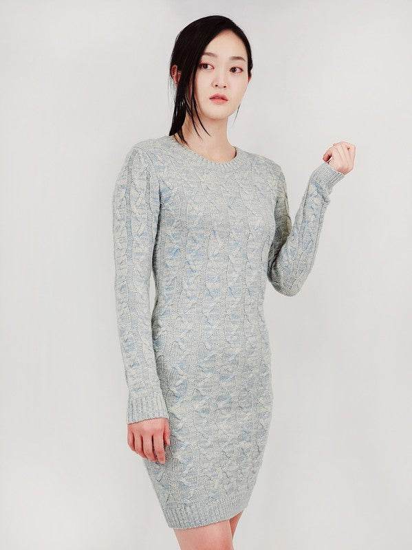 Cable Knit Long Sleeve Heather Color Sweater Dress - Shop Style & More | Fresh Looks, Everyday Deals & Free Shipping
