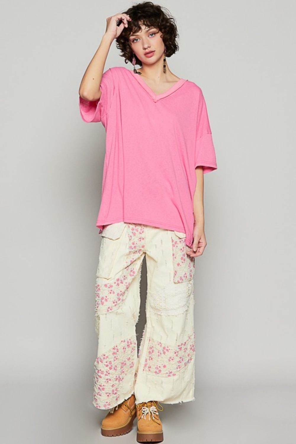 POL V-Neck Half Sleeve T-Shirt - Shop Style & More | Fresh Looks, Everyday Deals & Free Shipping