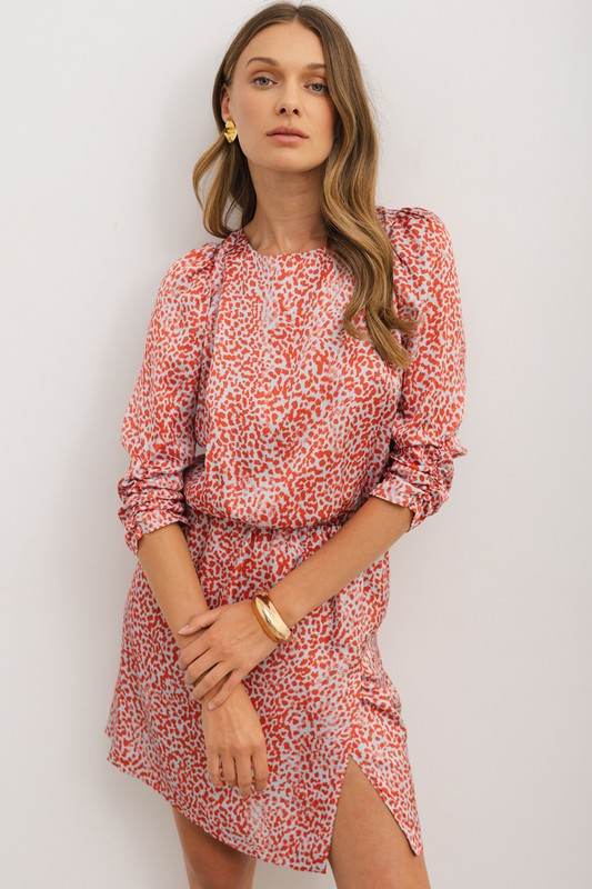 Red Leopard Print Long Sleeve Hollowed Back Dress - Shop Style & More | Fresh Looks, Everyday Deals & Free Shipping