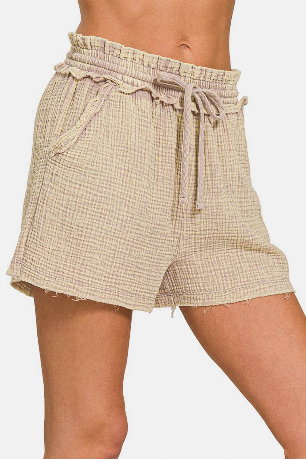 Zenana Washed Frayed Hem Drawstring Shorts - Shop Style & More | Fresh Looks, Everyday Deals & Free Shipping