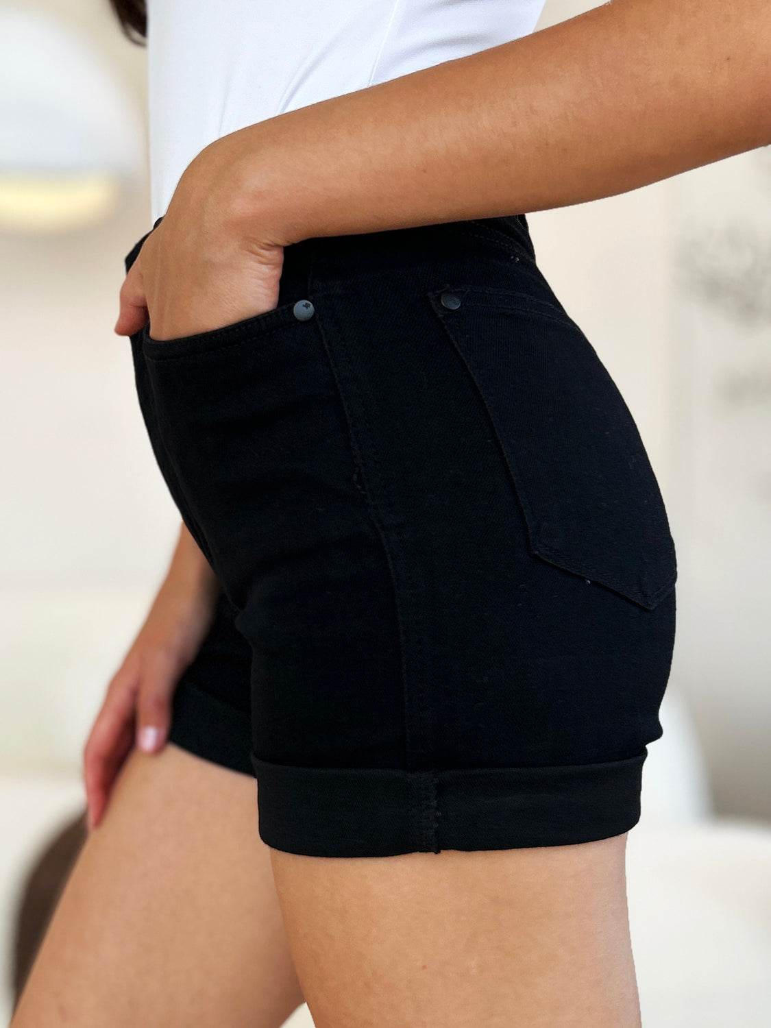 Judy Blue Full Size High Waist Tummy Control Cuffed Denim Shorts - Shop Style & More | Fresh Looks, Everyday Deals & Free Shipping