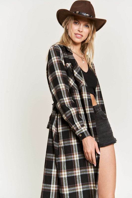 PLAID PRINT COLLAR LONG SHIRT DRESS PLUS - Shop Style & More | Fresh Looks, Everyday Deals & Free Shipping